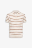 Polo in maglia a righe melange tortora