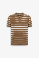 Polo in maglia collo aperto a righe beige-Dan John