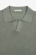 Polo in maglia collo aperto armaturata salvia-Dan John