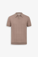 Polo in maglia costa piatta tortora