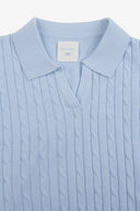 Polo in maglia treccia e costa DNJ cielo-Dan John