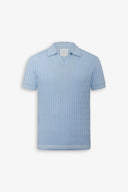 Polo in maglia treccia e costa DNJ cielo-Dan John