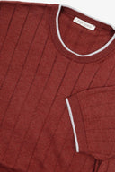 T-shirt in maglia costa piatta mattone