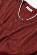 T-shirt in maglia costa piatta mattone