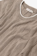 T-shirt in maglia costa piatta tortora