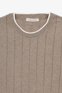T-shirt in maglia costa piatta tortora