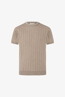 T-shirt in maglia costa piatta tortora