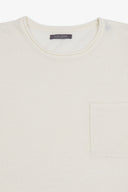 T-shirt in maglia misto lino con taschino papiro-Dan John