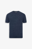 T-shirt in maglia misto lino indaco-Dan John
