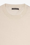 T-shirt in maglia misto lino panna-Dan John