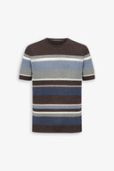 T-shirt in maglia rigata marrone-Dan John