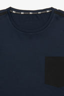 T-shirt tecnica con taschino DNJ blu-Dan John