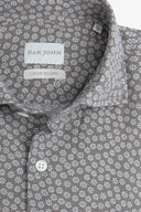 Camicia stampa fiore slim tortora