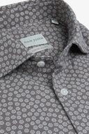 Camicia stampa fiore slim tortora