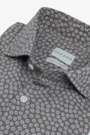 Camicia stampa fiore slim tortora