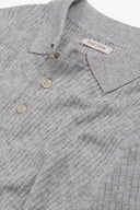 Polo in maglia costa piatta melange grigia