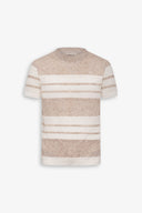 T-shirt in maglia a righe beige