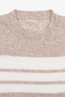 T-shirt in maglia a righe beige