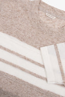 T-shirt in maglia a righe beige