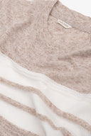 T-shirt in maglia a righe beige
