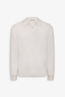 Polo in maglia collo aperto bianca