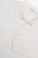Polo in maglia collo aperto bianca