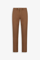 Pantaloni misto lino fiammato tabacco