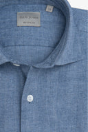 Camicia in flanella spigata celeste