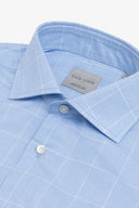 Camicia fantasia Principe di Galles celeste