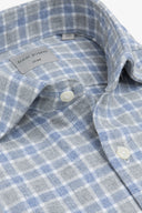 Camicia in flanella check bicolor celeste