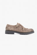 Scarpa doppia fibbia in suede taupe