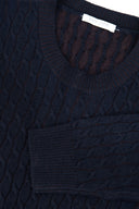 Maglia girocollo treccia blu