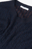 Maglia girocollo treccia blu