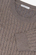 Maglia girocollo treccia tortora