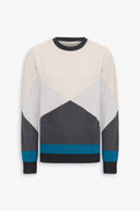 Maglia girocollo block color petrolio
