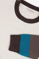 Maglia girocollo block color petrolio