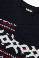 Maglia girocollo jacquard Christmas blu