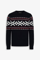 Maglia girocollo jacquard Christmas blu