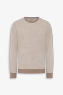 Maglia girocollo chicco di riso bicolore beige