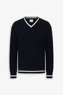 Maglia scollo a V college DNJ blu