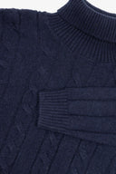 Maglia dolcevita a treccia blu