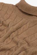 Maglia dolcevita a treccia cammello
