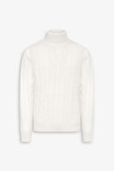 Maglia dolcevita a treccia panna