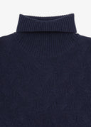 Maglia dolcevita a treccia discontinua blu