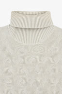 Maglia dolcevita a treccia discontinua ghiaccio
