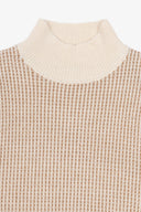Maglia collo vulcano punto bicolore panna