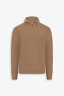 Maglia mezza zip costa inglese cammello